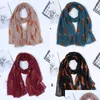 Scarves Printing Scarf Fox Simplicity Versatile Lady Muffler New Mti Color Woman Fashion Neckerchief Autumn Christmas 6 5Sd K2 Drop De Dhwua