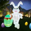 Easter Bunny Uppblåsbara dekorationer 59ft Rabbit Balloon Buildin LED Light Glowing Outdoor Yard Garden Decor för Party Holiday 240116