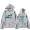 Macc Self Care lettre imprimer vestes à capuche femmes hommes pulls à épaules tombantes unisexe sweats surdimensionnés ample décontracté vêtements de sport 240115