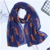 Scarves Printing Scarf Fox Simplicity Versatile Lady Muffler New Mti Color Woman Fashion Neckerchief Autumn Christmas 6 5Sd K2 Drop De Dhwua