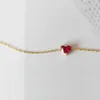 Kedjahjälp 925 Sterling Silver Little Red Heart Zircon Armband för kvinnor 18K Guld Enkelt tunt armband Fin smycken Party Gift