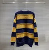 Alta qualidade novas mulheres e homens suéteres de luxo de malha vintage cardigan tarja brandg oco out azul verde suéter casual pulôver streetwear tops g2