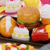 Simulation Food Children Pretend Kitchen Toys Hamburger Steak Pizza Fast Plate Set To Play Children's Game 240115