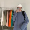 Privathinker 100% bomullsmän Solid Color T-shirts Lång ärm Drop Shoulder Baggy Tops Korean Style Streetwear Male Tee Shirts 240115