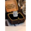 Solid Real Gold 0,50ct vs Natural Diamond Double Rectangle Women Senaste mode utsökta bling bröllop brudring