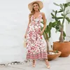 Moda Feminina Plus Size Vestido Sexy Com Decote Em V Slim Fit Estilo Floral Sem Mangas Retro Saia Praia Vestindo