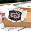 Lyxklockor Replicas Richardmill Mechanical Automatic Watch Richardmill RM037 White Ceramic Side Gold Red Lip Women's Fashion Mechanical Watch 42G6