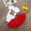 Robes de fille My 1st Christmas Body BodySuit TUTU JUTES Set Christmas Cake Robe tenue fille à manches courtes à manches