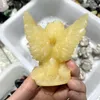 Figurines décoratives en Calcite jaune naturelle, Statue d'ange, pierre de guérison sculptée, artisanat pour cadeau ou décoration de maison créative, 1 pièce