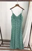 Robes décontractées Robe sirène en viscose à imprimé floral sans manches à bretelles spaghetti - 2024ss Style de plage vert/rouge/bleu