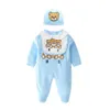 Vestiti in cotone per bambini Kawaii Tuta da arrampicata per bambini nata Baby Bear Rosa Grigio Blu Abito per bambini Pantaloni a maniche lunghe 240115