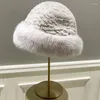 Bérets Chapeau de seau flou Fourrure synthétique Fluffy Faux Pêcheur Chaud Hiver Bonnet en peluche pour la maison par temps froid