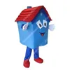 Performance Blue House Mascot Costume Halloween Fancy Party Dress Cartoon Character Outfit Suit Carnival Adults Size Birthday Outdoor Outfit