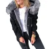 Damesjassen Winter Vrouwen Lange Mouw Nepbont Kap Pluche Warme Jas Gescheurde Knoppen Denim Jas 2024 Mode Casual Dames