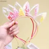 Headbands Rabbit Ears Hairband Girl Children Quicksand Crown Headband Cat Ears Party Hair Hoop Kids Hair Accessories Jewelry Headwear YQ240116