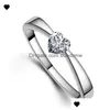 Solitaire Ring Heart Rings High Quality Love Charm Finger Jewelry 925 Sterling Sier White Gold Plated 1Ct Swiss Diamond For Women 348 Dhw9M