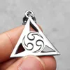 Pendant Necklaces Eye Of Light Pendants Retro Triangle Necklace 316L Stainless Steel Men Chain Rock Party Jewelry Xmas Gift Accessories For