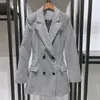 Coletes femininos temperamento cintura fechando outono e inverno produto commuter mil pássaro checker terno casaco duplo breasted back dres