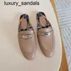 Oz Mules Schoenen Bont Wol Echt Leer enkele echte lederen zolen tas gesp sandalen aan de buitenkant