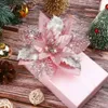 Nieuwe Banners Streamers Confetti 12 stuks 14,5 cm Kunstmatige Kerstbloemen Kerstboom Decoratie DIY Hangende Ornamenten Glitter Bloemen voor Bruiloft Decoratie