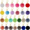 Porte-clés 26pcs Pom Poms Fausse Fourrure Boules Porte-clés avec crochets pour accessoires de sac