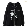 Sweatshirts Hochwertige Gothic Ins Huge Spider Y2K Reißverschluss Damen Hoodies Sweatshirt Unisex Lose Übergroße Harajuk HighStreet Streetwear