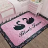 Tapis rose de styliste avec Logo classique imprimé, motif cochon cygne, minimaliste, pour fille, chevet, salon, tapis de sol, anti-salissure, lavable, décoration de la maison