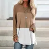 Kvinnors T-skjortor Maskrostryck Fashion Casual Simple Plus-Size Long Sleeve Loose Round Neck Top Autumn Bag Hip T-shirt