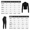 Active Set Women Fitness Suit Långärmad full zip Rinnande jacka Hög midja Yoga Leggings Ribbed Workout Set Gym Outfit Sportswear