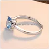 Bagues de cluster Bijoux Véritable Blue Topaz Bague Solitaire Pour Femmes Engagement Sier 925 Pierres Précieuses Bijoux 1168 T2 Drop Livraison Bijoux Dhhrg