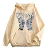 Sweatshirts Butterfly Gothic Ins Y2K Zipper Women's Hoodies Sweatshirt Loose Oversized Harajuk Punk High Street Streetwear