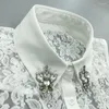Bow slipsar elegant broderi falsk krage för kvinnans skjorta blus vintage löstagbar kvinnor halvt falsk halsband
