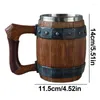 Tazze Botte di legno creativa Tazza di birra Imitazione legno Acciaio inossidabile Bar di grande capacità Boccale d'acqua Accessori da cucina