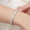 Passed Test Women Bracelet 925 Sterling Silver 6.5mm 1CT Round Flashing Moissanite Diamond Tennis Bracelets Chains for Men Women for Party Wedding Size 15-23m