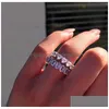Bröllopsringar Vecalon Fine Promise Ring 925 Sterling Sier Engagement Oval Cut Diamond Wedding Band Rings for Women Jewelry 1 U2 Drop DHL0P