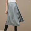 Spódnice jesień kobiety nieregularny projekt D-Ring Pas w kształcie litery A Commuter spódnica