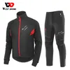 WEST BIKING Set da ciclismo invernale caldo da uomo Giacca antivento Pantaloni MTB Abbigliamento Outdoor Bici da strada Attrezzatura da trekking Attrezzatura sportiva termica 240116