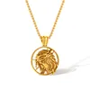 Fashion Gifts Ancient Greek Jesus pendant stainless steel necklace For Mens Rolo Chain 3mm 24''