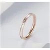 Band Rings 2Mm Rose Gold Color Shell Zircon Ring For Women Fashion Stainless Steel Wedding Band Rings Jewelry Accessories Us Size 5-9 Dhlxo