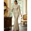 Casual Dresses Sexy One Shoulder Gold Sequin Annual Party Dress Women Elegant Long Sleeve Corset Banquet Graduation Evening Floor Length