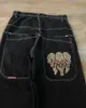 Streetwear Jnco Jeans Y2K Hip Hop Retroschädel bestickter Baggy Jeans Black Hosen Herren Punk Rock High Taille Weitbein Hosen 240115