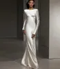 Robe de mariée en satin de soie, manches longues, dos ouvert, sur mesure, robe formelle de mariée, nouvelle collection 2024