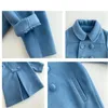 Winter Girl Baby Jacket Outdoor Cardigan Children's Medium Length Versatile Woolen Cotton Thicked Double Breasted Jacket 240116