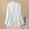 Damespakken 2024 Lente Herfst Blazer Jas Kleding Franse Pak Jassen Koreaanse Jas Dame Kantoor Werk Witte Bovenkleding RFER