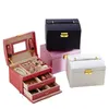 Luxury Large Drawer Jewellery Boxes PU Leather Jewelry Box Organizer Velvet Earring Ring Necklace Jewelry Storage Case Casket 240116