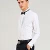 Chemises habillées pour hommes Chemise formelle Hommes Fête de mariage élégante avec noeud papillon à manches longues Revers boutonné Groomsmen Tenue Couleur unie