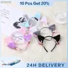 Headbands Lovely Cat Ear Hair Wear Halloween 6 Colors Masquerade Cat Ears Cosplay Costumes Bow Bells Headdress Headband Hair Accessories YQ240116