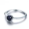 Cluster Rings Fashion 925 Sterling Silver Ring For Women Men With Bezel Setting Blue Sandstone Fine Party Jewelry Gifts
