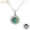 JoyceJelly S925 argent Sterling 1/2/3/4/5/10 D couleur diamant collier femmes pendentif rond chaîne pour mariage 240115