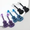 Boucles d'oreilles pendantes pour femmes, guitare acrylique colorée à paillettes, cœur acoustique brillant, longs bijoux à la mode, cadeaux